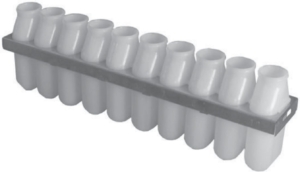 Десятипозиционная кассета КБМ для помещения навесок почв, дозы воды и встряхивания на взбалтывателе